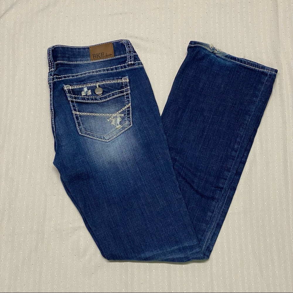 BKE dark was my Stella 28x31 1/2 boot cut jeans